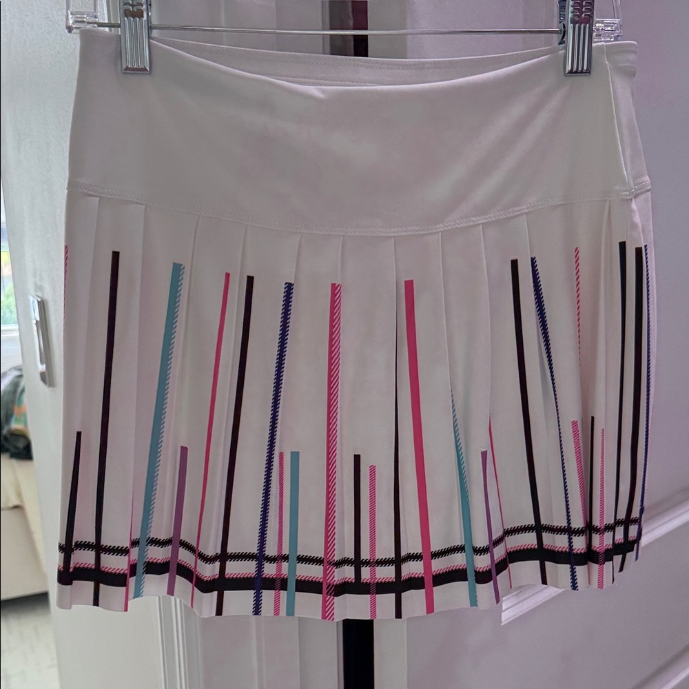 Lucky in Love White Skirt with Pink and Blue Stripes